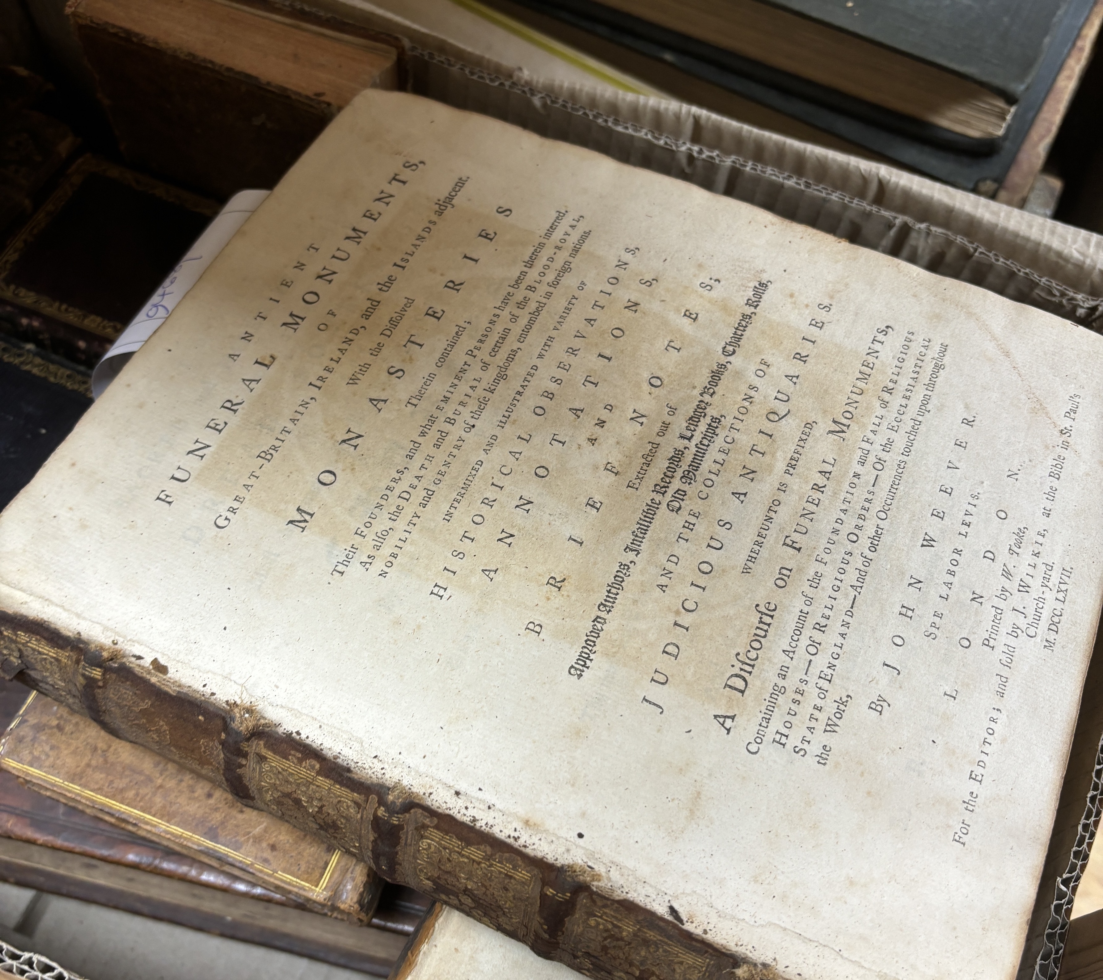 British Topography, History and Related - Antiquarian volumes, including Magna Britannia et Hibernia, vols. 3 and 4 (only). folded county maps; contemp. panelled calf. 1724-27; Reynolds, Rev. Thomas - Iter Britanniarum..
